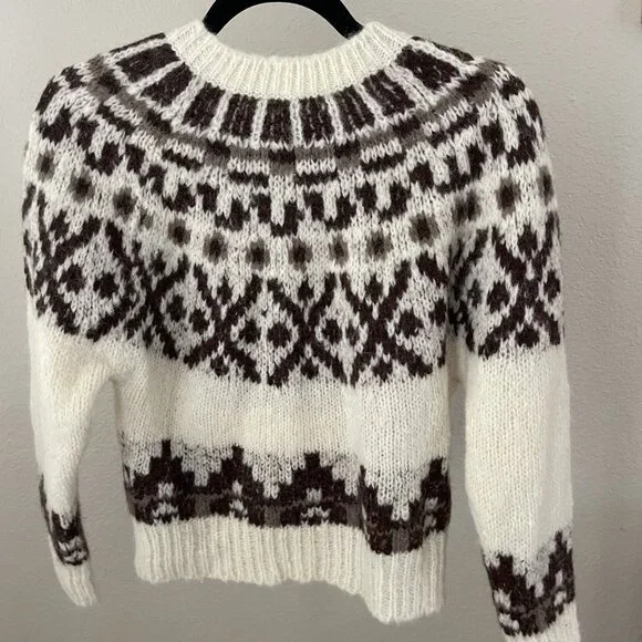FRAME NWT WHITE ALPACA FAIR ISLE SWEATER SIZE L - Picture 4 of 14